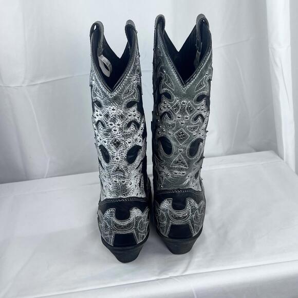 Rockin Country Women’s Leather Studded Cowboy Boots Size 8 Med. Worn Twice! EUC - Picture 7 of 9